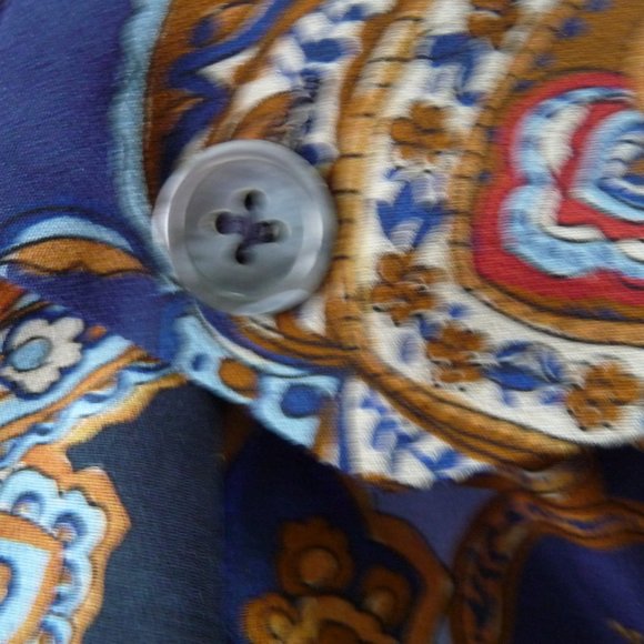 TWP AMANDA SILK SHAWL COLLAR WRAP SILK MINI DRESS BLUE PAISLEY SIZE SMALL - Picture 4 of 6